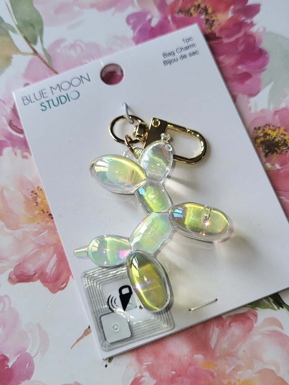Balloon Dog Iridescent Clear Bag Charm New keyring Keychain